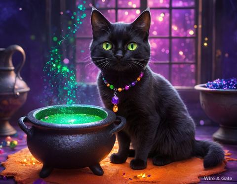 Le chat noir et le chaudron