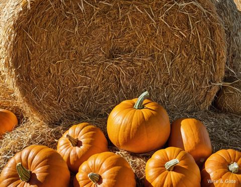 Les citrouilles sur la paille