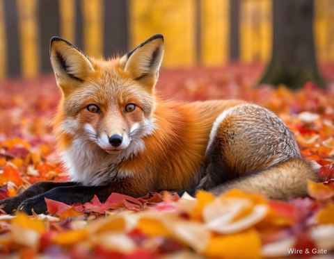 Le renard dans les feuilles