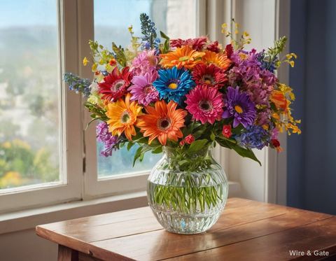 Le bouquet à la fenêtre