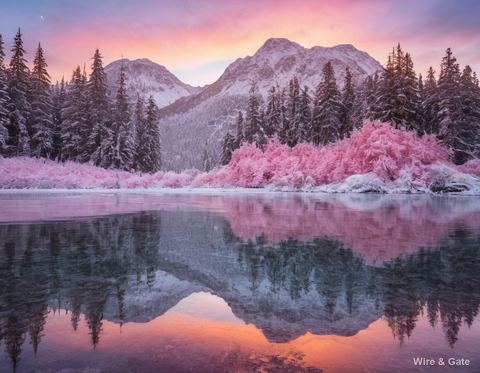 Le lac gelé et les montagnes