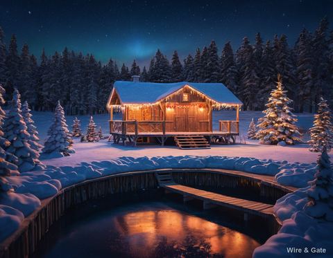 La cabane au bord de l’étang gelé