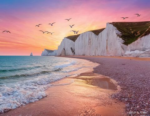 Les falaises blanches au couchant