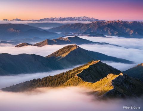 Le lever sur la mer de nuages